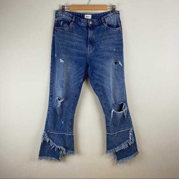 ONLY flare raw edge ankle distresses jeans sz 30 - Picture 8 of 11
